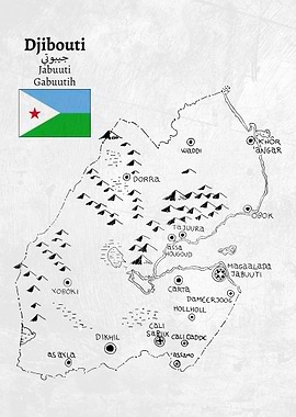 Handdrawn Djibouti Map
