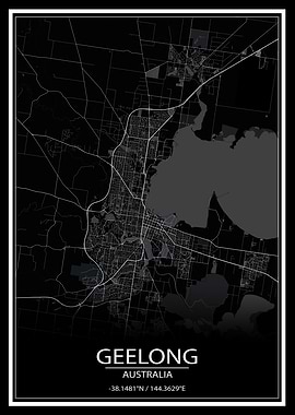 Geelong Black City Map