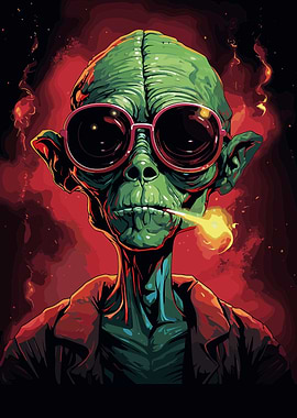 Smoking Green Alien