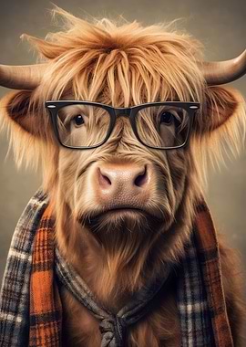 Funny Dressed Highland Cow