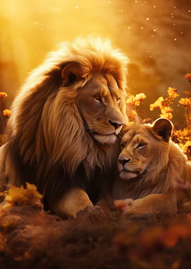 Lion Lioness Romantic Love