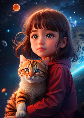 kid and cat
