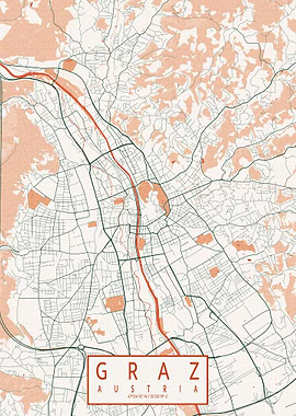 Graz City Map Bohemian