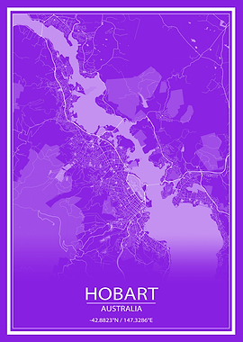 Hobart Purple White Map