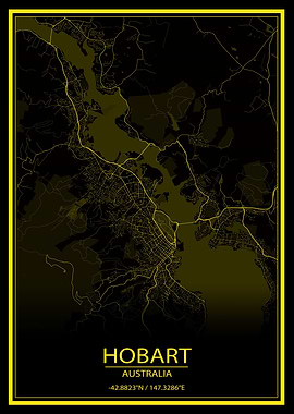 Hobart Yellow City Map
