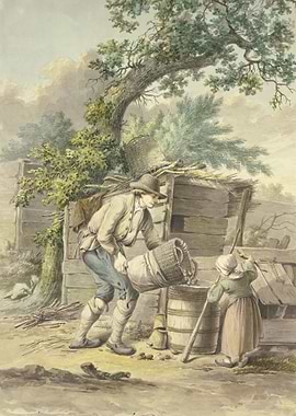 A farmer pours potatoes