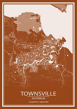 Townsville Brown White Map