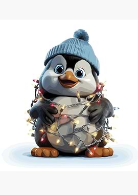 penguin in Christmas tree