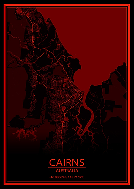 Cairns Red Black City Map