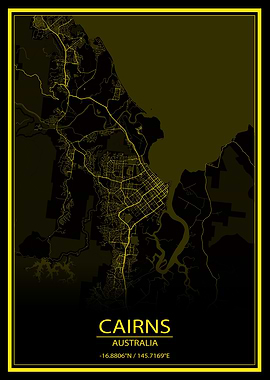 Cairns Yellow Black Map