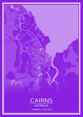 Cairns Purple White Map