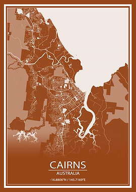 Cairns Australia Brown Map