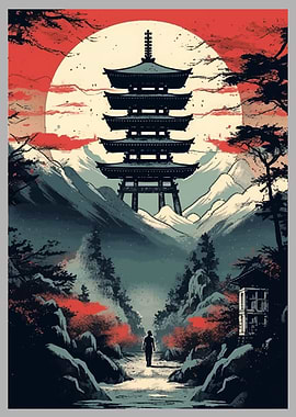 Japan Landscape moon