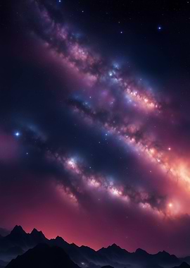 Mountains and nebula