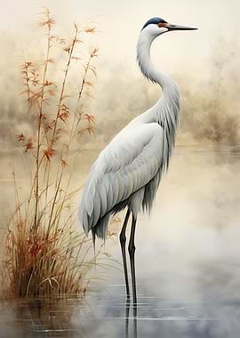 Graceful Crane Watercolor