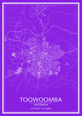 Toowoomba Purple White Map