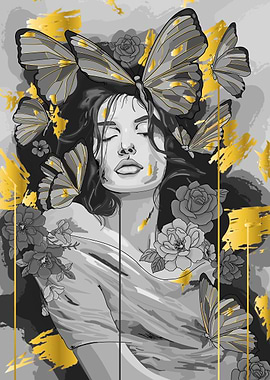 Woman portrait with gold