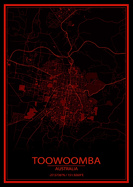 Toowoomba Red Black Map