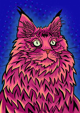 Bright pink vibrant cat