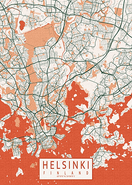 Helsinki City Map Bohemian
