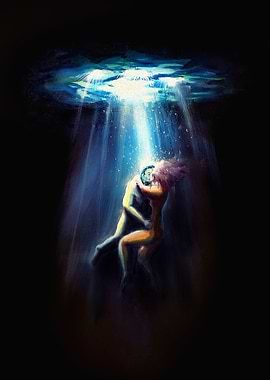 Lovers underwater kissing