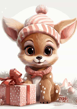 deer cute in Christmas