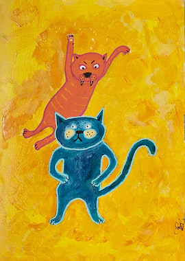 Cartoon Cats Playing