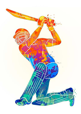 Batsman playing cricket