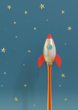 Cartoon Rocket Launch