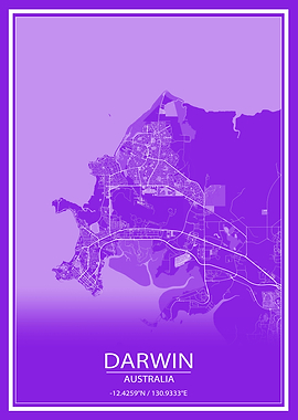 Darwin AU Purple White Map