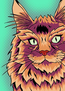 Warm abstract pop art cat