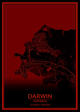 Darwin Australia Red Map