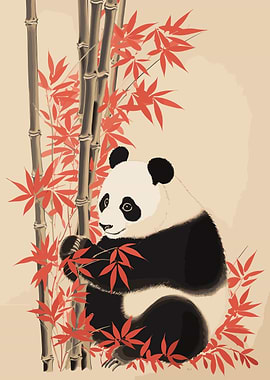 Panda Japanese Painting