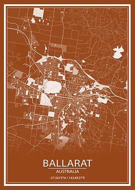 Ballarat AU Brown City Map