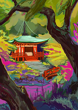 Neon Japanese Shrine