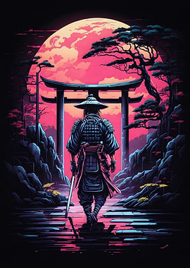 Fantasy Samurai Red Moon
