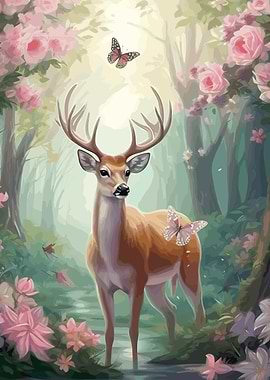 Deer With Flowers