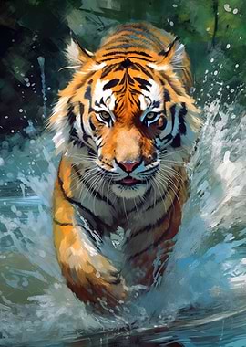 Tiger Impressionism White
