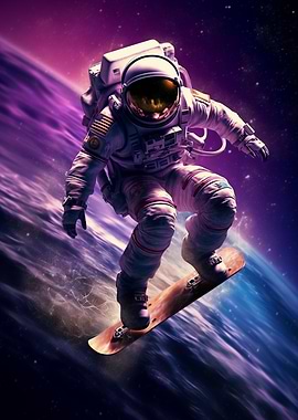 Astronaut Skateboarding