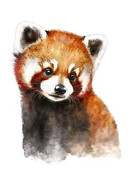 Red Panda Watercolor Art