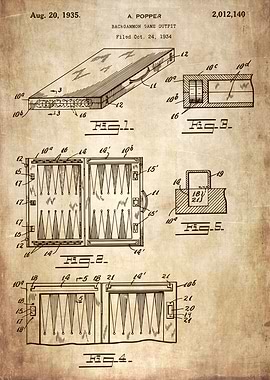 Backgammon game 1935 paten