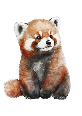 Baby Red Panda Watercolor