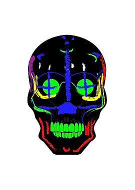 Black skull with blue and