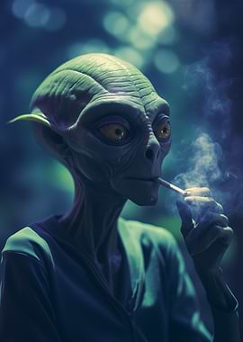 Alien Smoking Cigarette