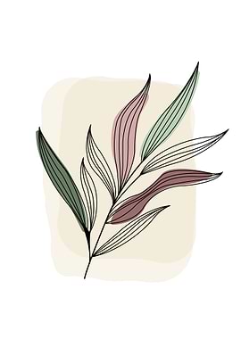 Modern line art leaf