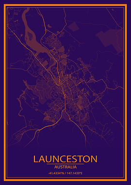 Launceston AUS Purple Map