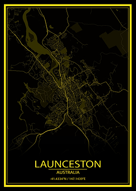 Launceston AU Yellow Map