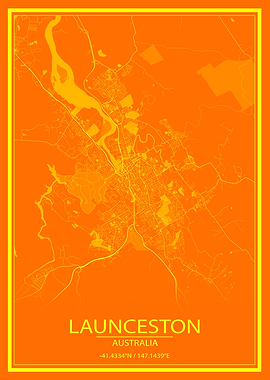 Launceston AUS Orange Map