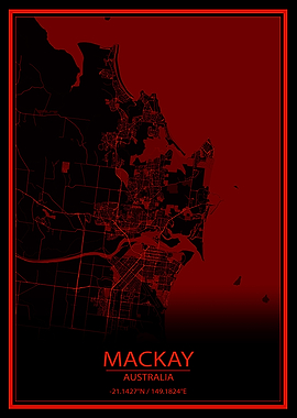 Mackay Australia Red Map