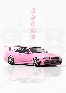 Pink JDM Nissan GTR R34